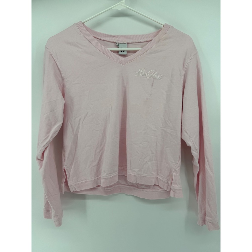 Sea Island Spirit Pink V-Neck Long Sleeve Top Women's Size Small See Pics